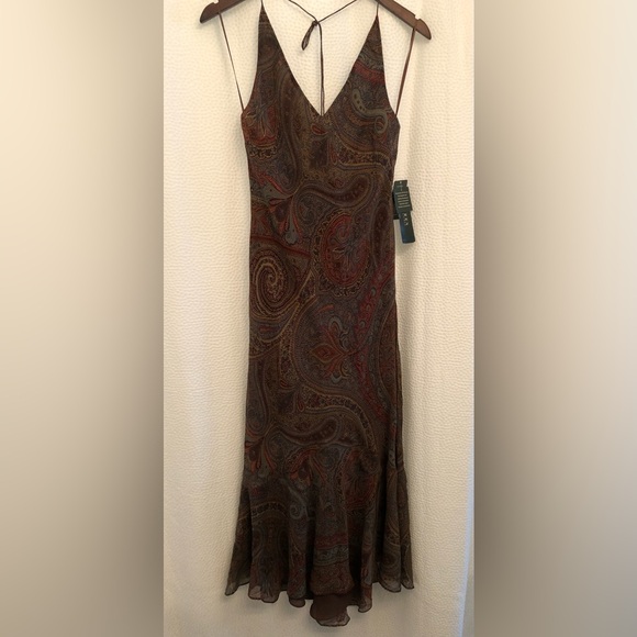 Ralph Lauren Dresses & Skirts - Ralph Lauren Brown and Red Paisley Midi Dress